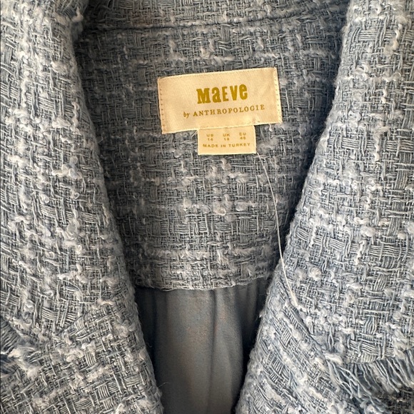 Anthropologie Baby Blue Sleeveless Tweed Dress Coat - Picture 2 of 6